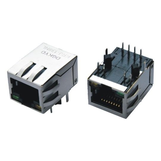 100BASE 90° RJ45 Jack with EMI Tab Down , Waterproof