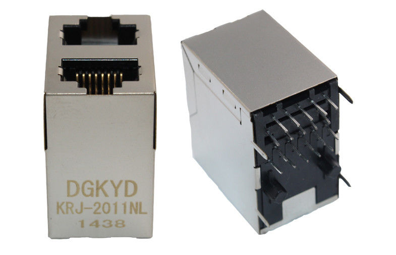 Fiber Optic 2Port RJ45 Connector Jacks with Transformers 2X1 Right