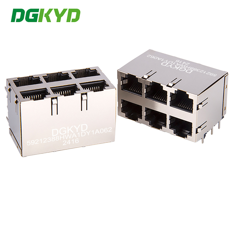 DGKYD59212388HWA1DY1A062 RJ45 multi port shielded connector without light 8P8C Ethernet socket without isolation spring