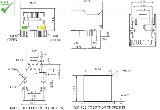 rj45 connector cad drawing