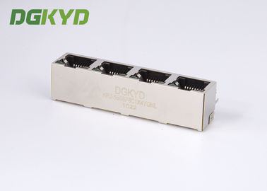 Metal shielded quad port rj45 keystone connector without transformer, Y/G LEDs