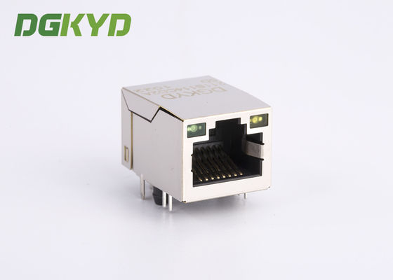 WIFI PCB RJ45 Modular Jack With Magnetics , LEDs And EMI Fingers OEM 90 Degree