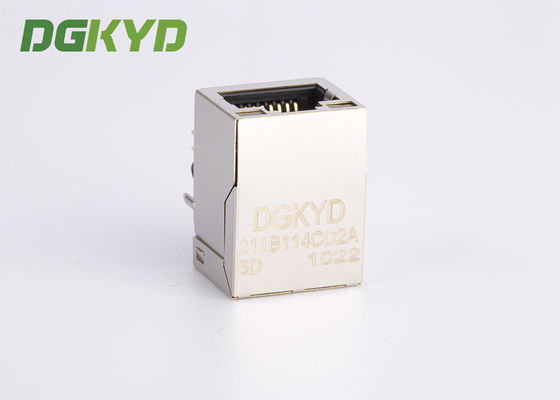 WIFI PCB RJ45 Modular Jack With Magnetics , LEDs And EMI Fingers OEM 90 Degree