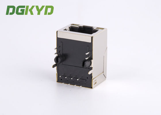 WIFI PCB RJ45 Modular Jack With Magnetics , LEDs And EMI Fingers OEM 90 Degree