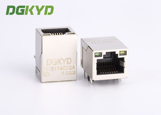 WIFI PCB RJ45 Modular Jack With Magnetics , LEDs And EMI Fingers OEM 90 Degree