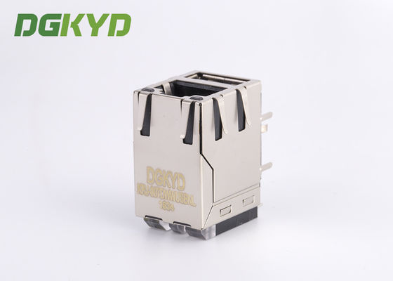 Industrial Dual Deck USB Rj45 Connector Cat 5e Rj45 Connector With USB , G/Y LED