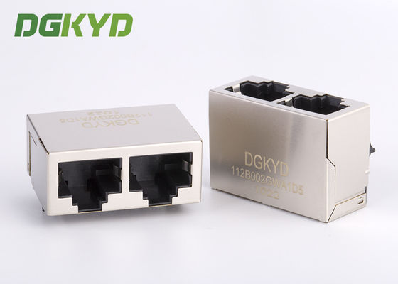 1 X 2 Port Integrated Magnetic RJ45 Modular Jack 100BASE Without LEDS
