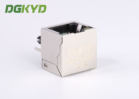 Right Angle single port RJ45 shielded connector without transformer , with Led RJ45 15.75mm