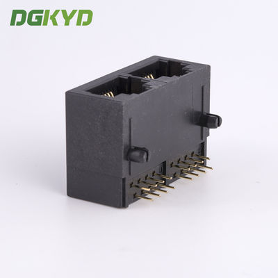 21.3mm Side Entry Tap Down 2 Port RJ45 Modular Jack Without Transformer