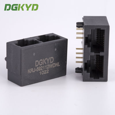 21.3mm Side Entry Tap Down 2 Port RJ45 Modular Jack Without Transformer