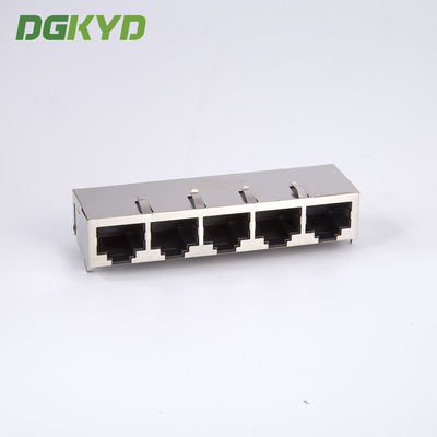 PCB Mount 1x5 Shield Five Ports RJ45 Connector Multiple Port Lan Modular Jacks