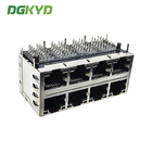 DGKYD24Q012DB1A1D057 Long Dual Layer 2x4 Port Shielded RJ45 Gigabit Filtered Connector with Yellow and Green LEDs