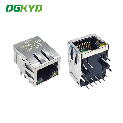 1000BASE-T Single Port Industrial RJ45 Connector Dip CAT6 Ethernet Jack with led