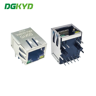 Metal shield right angle 1000 base RJ45 modular jack with magnetic transformer