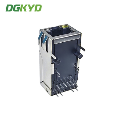 DGKYD411Q199DF5A1DP 6U RJ45 Network Connector Single Port POE+ Filter With Light Strip Shield PBT 12PIN