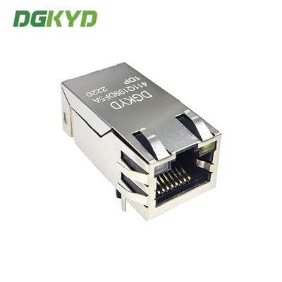 DGKYD411Q199DF5A1DP 6U RJ45 Network Connector Single Port POE+ Filter With Light Strip Shield PBT 12PIN