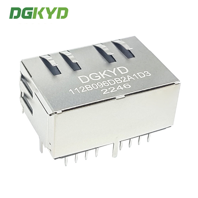 DGKYD112B096DB2A1D3 Dual Port RJ45 Connector With Light Shield 8P8C