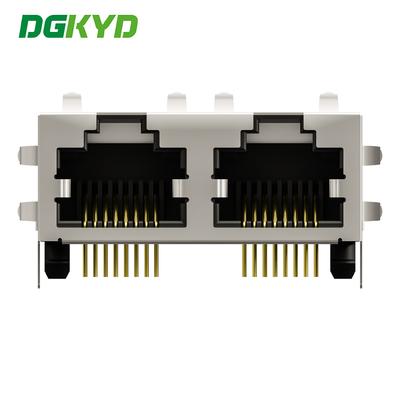 Tab UP Ganged Double Port Magnetic Modular Jack Cat5e Rj45 Keystone Connector DGKYD561288HWA3DY1027