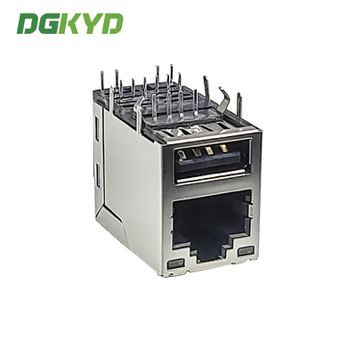 DGKYD611U2B203DA2WDDB Gigabit RJ45 With USB2.0 Socket And Filter PCB Connector RJ45+USB2.0