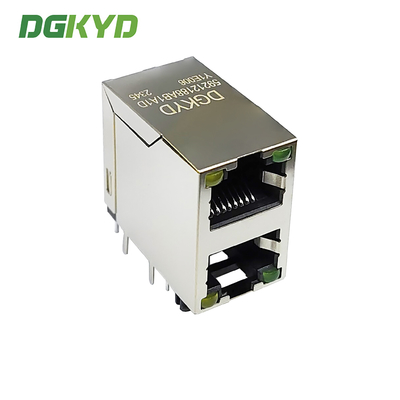 DGKYD59212188AB1A1DY1E006 90 Degree Side Plug 2X1 RJ45 Multiple Port Connectors With LED