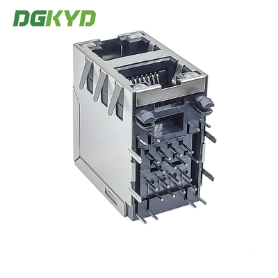 2x1 Dual Port RJ45 Connector With Light And Wing Without Filter Dual Color Light DGKYD59212188DG1A1DY1C022 Short Body