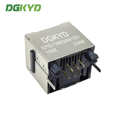 DGKYD52TE1166GWA1DY1008 6P6C RJ11 Connector 180° Vertical Interface Without Light Strip Shielding Connector