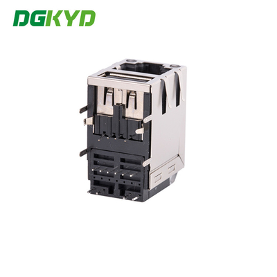 KRJ-21USBNL Rj45 8p8c Modular Connector USB2.0 Socket Integrated With 100Mbps Network Interface Tab Up