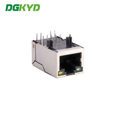 Side Entry KRJ-098GNL Shielded Rj45 Connector With Light Strip