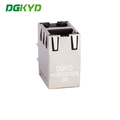 KRJ-5921S2X1YGENL 2x1 Dual Port RJ45 Connector With Light And Spring Clip Without Filter