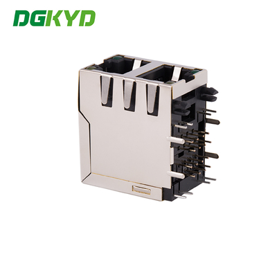 KRJ-5921S2X1YGENL 2x1 Dual Port RJ45 Connector With Light And Spring Clip Without Filter