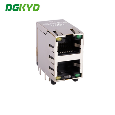 KRJ-5921S2X1YGENL 2x1 Dual Port RJ45 Connector With Light And Spring Clip Without Filter