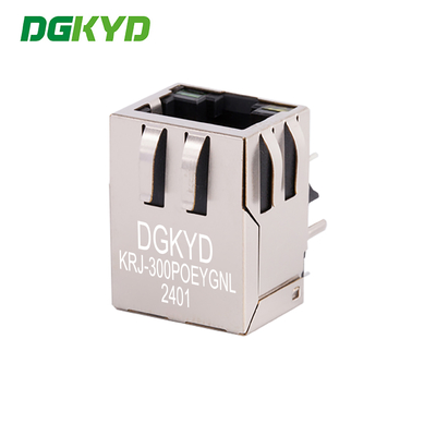 KRJ-300POEYGNL Single Port RJ45 Network Connector 100Mbps With POE RJ45 With Transformer Ethernet Jack 100 Base