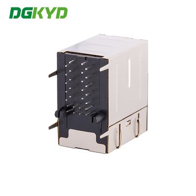 DGKYD21B083DC2A4D 2X1 Dual Port RJ45 Connector 100Mbps Integrated Filter, Communication Network Port Socket