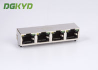 Metal shielded quad port rj45 keystone connector without transformer, Y/G LEDs