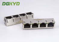 Side by side 1 X 4 ports rj45 LAN modular jacks, TAB UP 8P8C Y/G LEDs