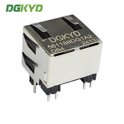 DGKYD561188DG1A2DB4 Single Port Connector Network Socket 1X1 8P8C DIP RJ45 Straight With Light And Wing