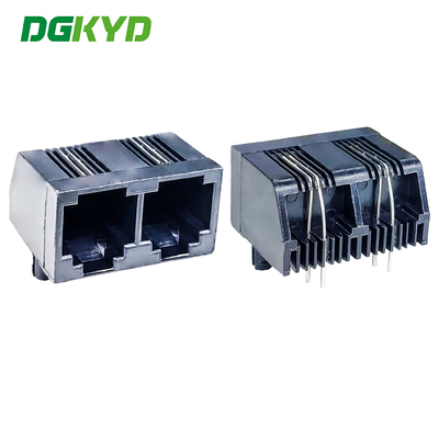 RJ11 Earless Full Plastic 6P2C 1X2 Ethernet Socket DGKYD57221262IWA1DB5 Double Port Connector