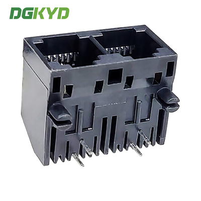 RJ11 Earless Full Plastic 6P2C 1X2 Ethernet Socket DGKYD57221262IWA1DB5 Double Port Connector