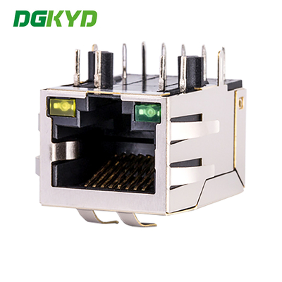 Single port RJ45 connector with 90 degree side plug gigabit network connector DGKYD111Q060DB2A1D