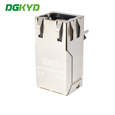 RJ45 computer connector with POE+Gigabit integrated Ethernet filter, light and spring DGKYD411Q199DB2A1DP(POE+)