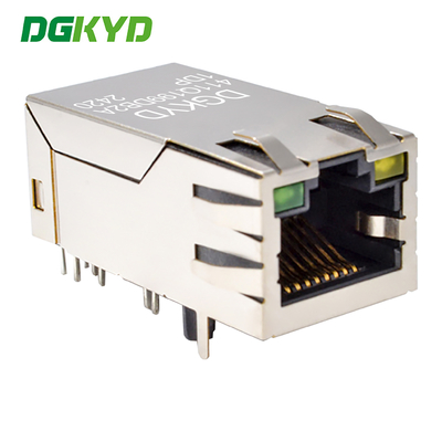 RJ45 computer connector with POE+Gigabit integrated Ethernet filter, light and spring DGKYD411Q199DB2A1DP(POE+)