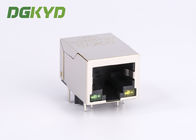 Metal shielded cat6a ethernet connector Female RJ45 with Transformer, G/Y LED