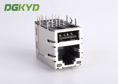 Metal Shield USB RJ45 Connector With Gigabit Ethernet Transformer