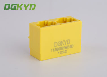 Cat 5 rj45 dual port jack 8 pin modular connector yellow plastic housing