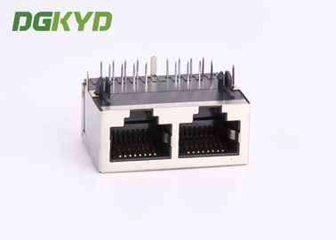 PCB mount 10 / 100 BASE 2 Port RJ45 Network Connector with Lan Transformer 100BASE