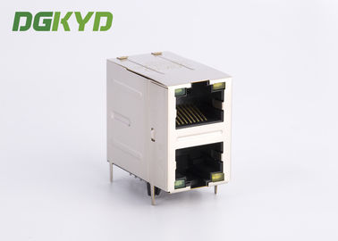 8P8C Cat5/5e 100Mb Stacked 2 Port RJ45 Jack Combo With Transformer