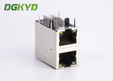 8P8C Cat5/5e 100Mb Stacked 2 Port RJ45 Jack Combo With Transformer