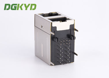 8P8C Cat5/5e 100Mb Stacked 2 Port RJ45 Jack Combo With Transformer