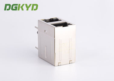 8P8C Cat5/5e 100Mb Stacked 2 Port RJ45 Jack Combo With Transformer