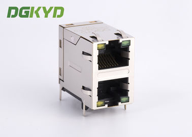 2x1 Shieded Cat5e network Connector stacked dual port RJ45 Female Jack For PCB application